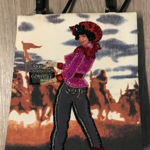 Sequin & Bead Western Movie/Cowgirl Fabric Hand Bag